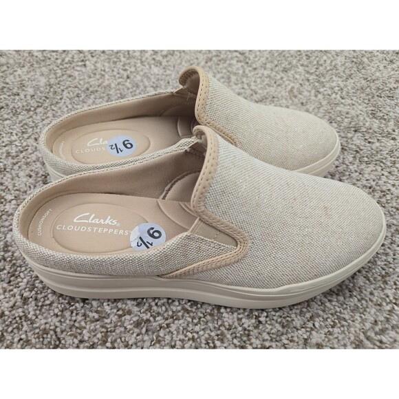 CLARK Cloudsteppers Shoes Womens Size 9.5 Tan Breeze Shore Slip On Comfort Mule - Picture 4 of 9